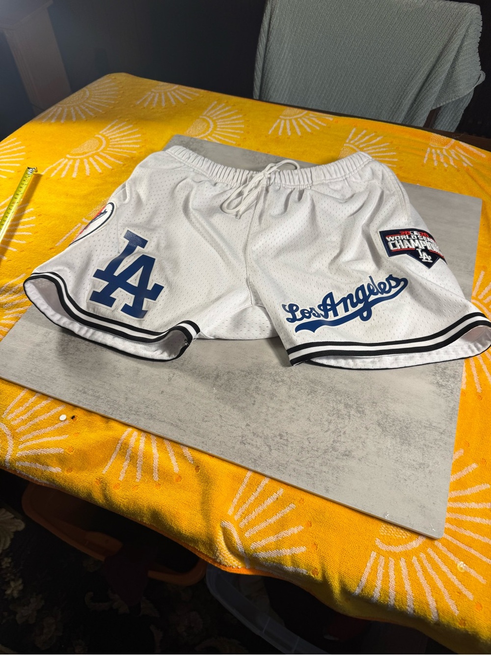 Los Angeles White Athletic Mesh Shorts - LA Logo 2020 World Series
